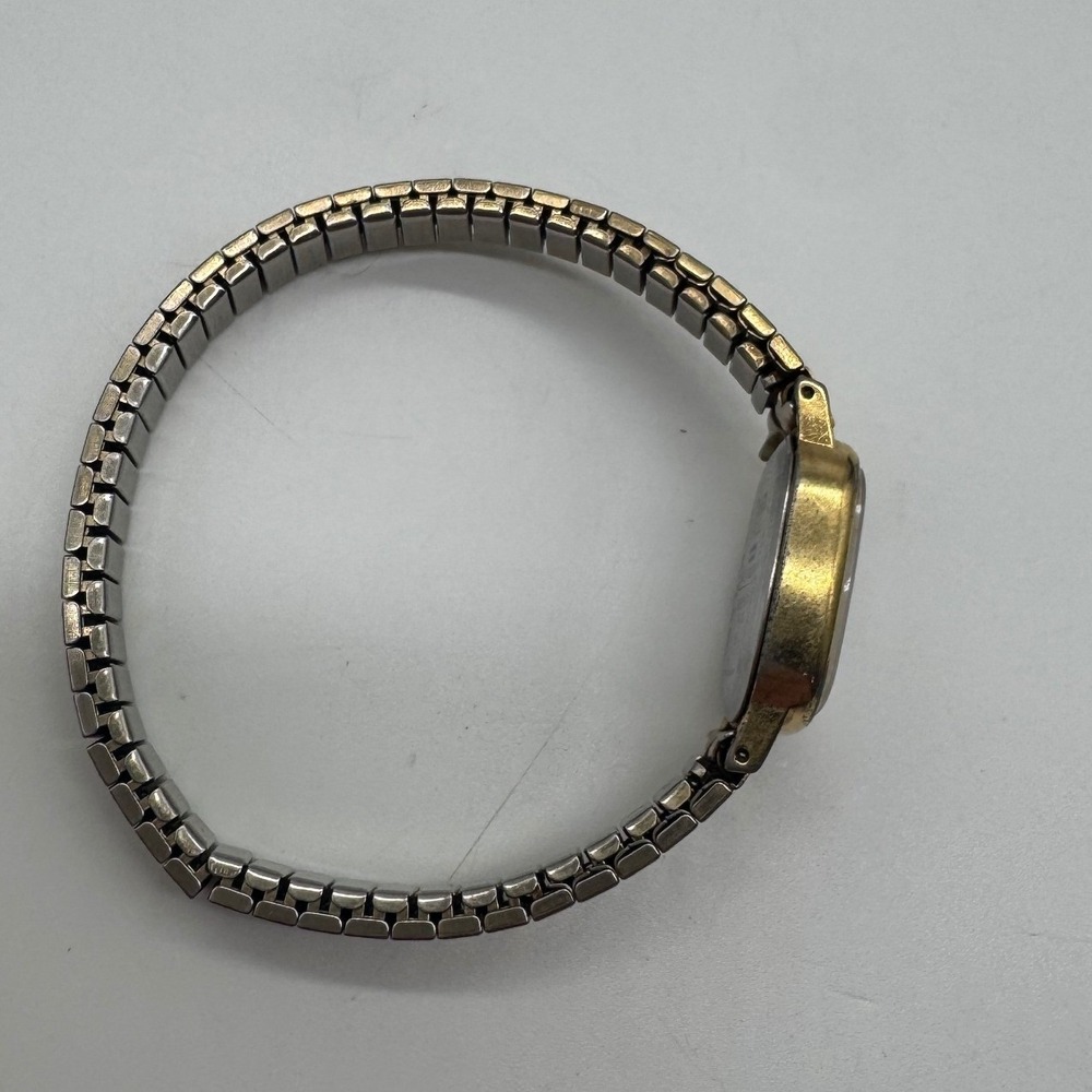 Vintage Timex Quartz Watch Gold Tone Cushion Case Expansion Band needs bat - Picture 12 of 13